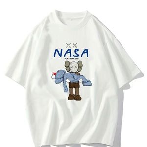''NASA'' Cartoon Pattern, Men's  Graphic T-shirt, Casual Comfy Tees For Summer